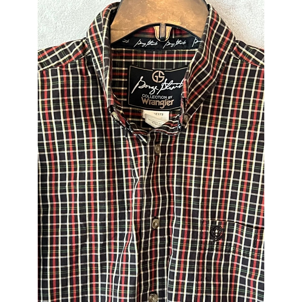 George Strait‎ Collection Wrangler Mens Plaid Button Down Shirt, Western, L